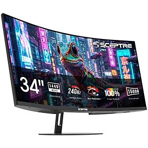 34" Sceptre Curved 3440x1440 QHD 240Hz 1ms Gaming Monitor (C345B-QU240T) $228.97 + Free Shipping