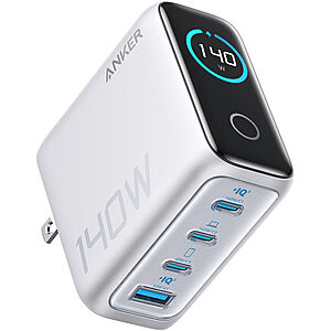 Anker 140W 4-Port USB-C & USB-A Wall Charger w/ Built-In Display $55.99