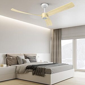 52" TALOYA I3 Series Ceiling Fan w/ Dimmable 3CCT LED Light & Remote (Light Walnut) $29 + Free Shipping