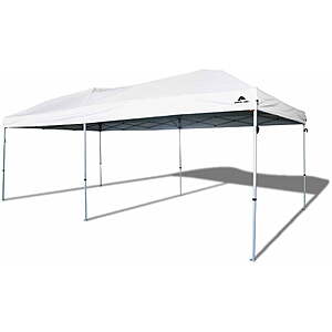 Ozark Trail 20x10 ft Pop Up Canopy Tent with Wheeled Bag, White, Straight Leg, $149.97, FS, Walmart