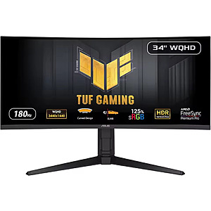 34" ASUS TUF 3440x1440p WQHD 180Hz 1ms Curved VA Gaming Monitor $222 + Free S/H
