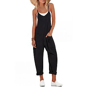 Ekouaer Women's Sleeveless Jumpsuit w/ Pockets (size S-XXL, various colors) $9.99 + Free Shipping w/ Prime or on $35+