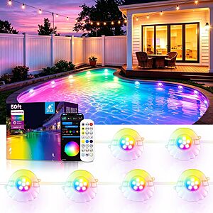 AHAWILL RGB Shell LED Pool String Lights w/ Remote & App Control from $7.99 + Free Shipping w/ Prime or on $35+