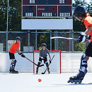 $41.68 FS AMAZON Franklin Sports Hockey Goal, Ball, and Stick Set - NHL (great for ice hockey practice, driveway, etc)