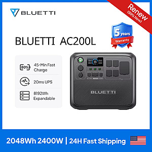Renewed: BLUETTI AC200L 2048Wh 2400W LiFePO4 Portable Power Station, free s&h; $590