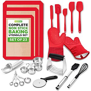 NutriChef 23 Pc Baking Utensils Set, Includes Measuring Cups, Mittts & More $14.3