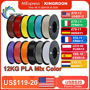 10KG/22LBS Multicolor PLA Filament 1KG/Roll 1.75mm For 3D Printer Material for 3D Printing 3D Printer Filame $60 + Free Shipping