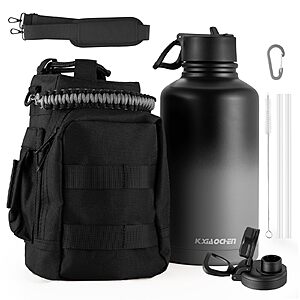 KXIAOCHEN 64 oz Insulated Water Bottle with Strap, 48-Hour Cold, 2 Lids $23.09
