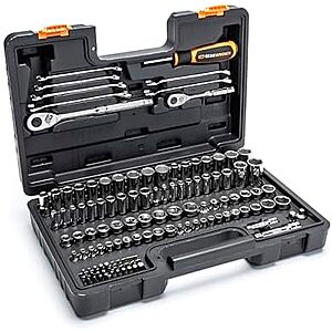 121-Pc GearWrench 1/4" & 3/8" Drive 72-Tooth SAE/MM Mechanics Tool Set $87