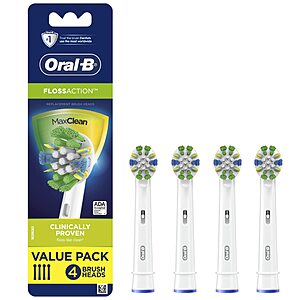 4-Pack Oral-B Floss Action Electric Toothbrush Replacement Brush Heads $24.42 w/ S&S + Free Shipping w/ Prime or on $35+