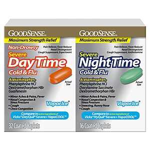 48-Count GoodSense Vapor Ice Day & Night Severe Cold & Flu Caplets $5.89 w/ S&S + Free Shipping w/ Prime or on $35+