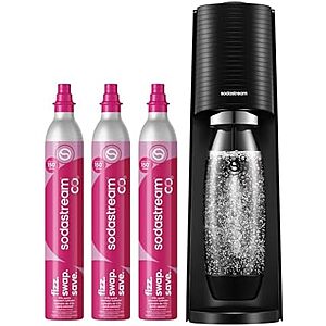 SodaStream TERRA Sparkling Water Maker w/ 3 60L CO2 Cylinders & Bottle (Black) $74.40 + Free Shipping