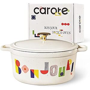 $29.98* | 5-Qt Carote Enameled Cast Iron Dutch Oven w/ Lid (Multicolor Bonjour Pattern) at Amazon