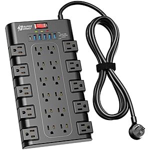 $19.98* | 22-Outlet SUPERDANNY 2100J Surge Protector w/ 6x USB Ports & 6.5' Cord at Amazon