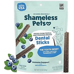 [SnS, AC] $1.59* | 7.2-Oz Shameless Pets Dental Treats for Dogs (The Tooth Berry) at Amazon