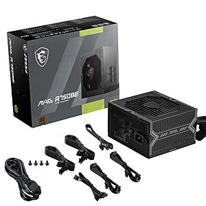 $42.99: MSI MAG A750BE 750W Semi-Modular ATX Power Supply, 80+ Bronze, Low-Noise Fan at Amazon