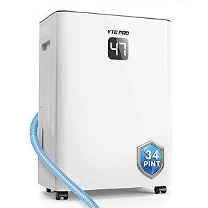 34Pint Dehumidifier for 2500Sq.Ft With 6.56Ft Drain Hose, for Basement