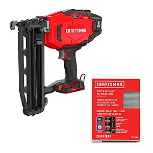 CRAFTSMAN V20 16-Gauge Cordless Finish Nailer & 2-in Straight Coated Collated Finish Nails (900-Per Box), $159, FS, Lowe's
