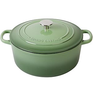 EDGING CASTING Enameled Dutch Ovens Cast Iron Dutch Oven Pot with Lid for Bread Baking, Cook, Dual Handle, 7 Quart, Pistachio Green