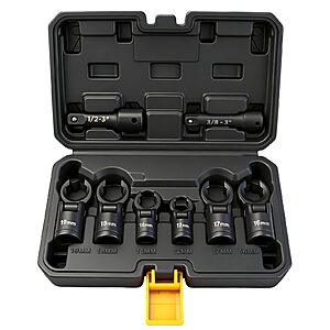 $19.99: ELEAD 8-Piece Flex Head Crowfoot Wrench Set 12–19mm with Extension Bar 3/8" & 1/2" Drive at Amazon