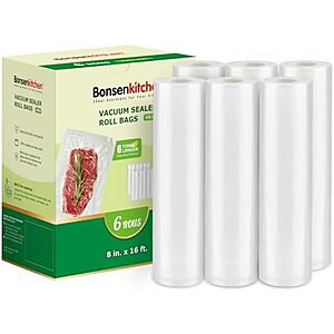 [AC] $8.35* | 6-Ct Bonsenkitchen 8" x 16' Vacuum Sealer Rolls at Amazon