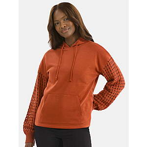 Time and Tru Women's Fleece Hoodie w/ Long Crochet Sleeves (2 Colors, XS-4X) $7.64 + Free S&H w/ Walmart+ or on $35+