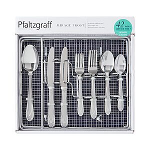 Pfaltzgraff Mirage Frost 42-Piece Flatware Set w/ Serving Utensils & Caddy (Service for 8) $29.49 + Free Shipping w/ Prime or on $35+