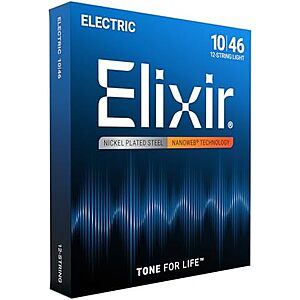 [NEW, SnS] $16.14 | Elixir Strings, Electric Guitar Strings, 12 String Light 10-46 at Amazon