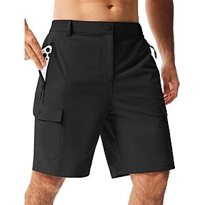 Libin Men's Hiking Cargo Shorts with Pockets, Black, 32 $14.26