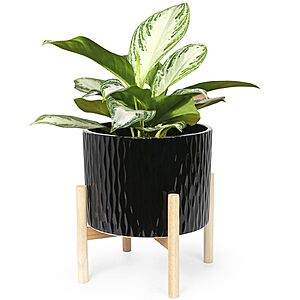 Amazon – LaDoVita 10" Ceramic Plant Pot w/ Wood Stand $22.39 w/ Code