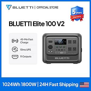 BLUETTI Elite 100 V2 1024Wh 1800W Portable Power Station LiFePO4 Grey $332 + Free Shipping $332.1