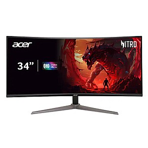Acer - Nitro Gaming 34” Curved QHD 180Hz 1ms FreeSync Premium Gaming Monitor (DisplayPort, HDMI) - Black for $210