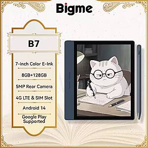 Bigme B7 7" Color E-Ink Reader 8+128GB Android 14 Tablet w/ 5MP rear camera $199.8 + Free Shipping