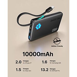 Smaller 10000mAh Power Bank INIU 45W Fast Charging Tablet Portable Charger $13.76