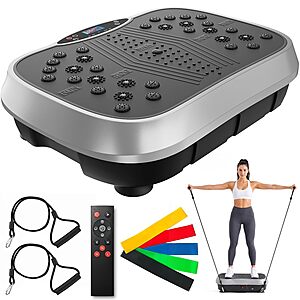 Prime: ALSO GO Vibration Plate Exercise Machine w/ Resistance Bands & Bluetooth Speaker (Light Grey) $43.22 + Free Shipping