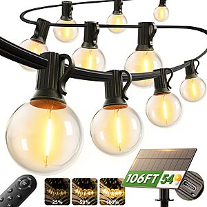 addlon 100FT 54LED Solar String Lights Outdoor Waterproof with Remote, USB $29.99