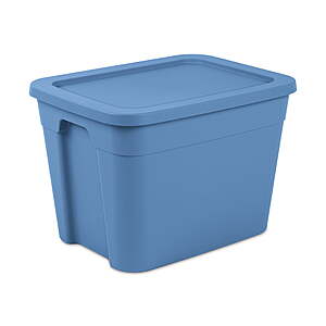 Sterilite 18 Gallon Tote, Plastic Storage Bin with Snap-on Lid, Stackable, Blue $4.98