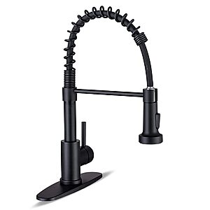 17" WEWE Single-Handle Pull-Down Kitchen Faucet w/ 2-Mode Sprayer (Matte Black) $34.99 + Free Shipping w/ Prime or on $35+