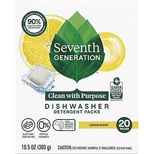 2-Pack 45-Count Seventh Generation Lemon Scent Dishwasher Detergent Packs $14.39 w/ S&S + Free Shipping w/ Prime or on $35+