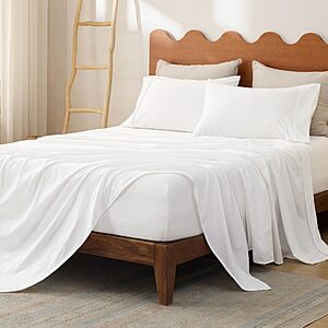 4-Piece Bedsure Textured Dobby Polyester Sheet Set w/ 16” Deep Pockets (White): Queen $13.49 or King $15.49 + Free Shipping w/ Prime or on $35+