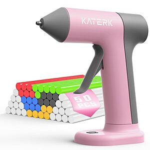 [Prime] Katerk Cordless Rechargeable Mini Hot Glue Gun w/ 50 Glue Sticks (Pink or White) $12.47 + Free Shipping