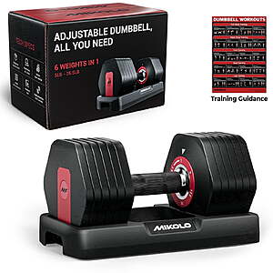 Mikolo 26.5LB Adjustable Dumbbells Set, 1-Sec Adjustable Weights Dumbbells Set, 5LB - 26.5LB 6 in 1 Free Dumbbell with Anti-Slip Texture Handle, Weight Set For Home Gym $53.99