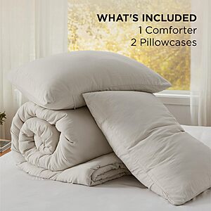 Bedsure King Comforter Set (104"x90") and 2 Pillowcases (20"x36"), 3-Piece All-Season Set $33.98