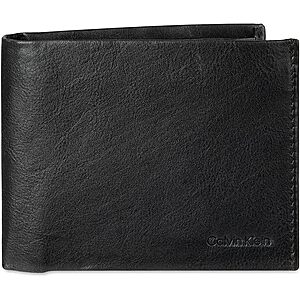 Calvin Klein Men's RFID Leather Minimalist Bifold Wallet with Multiple Card Slots and ID Window $21.79