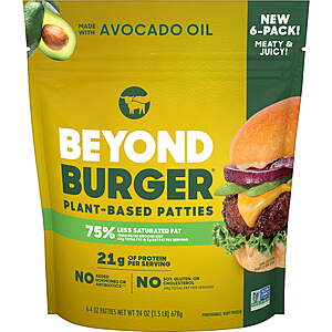 $13.47 get $6.75 walmart cash limit 1 (Pick up or Delivery) Beyond Meat Beyond Burger Plant-Based Patties 6 pk, 24 oz