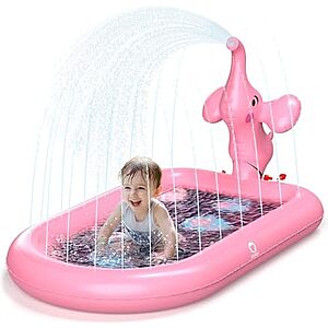$9.99* | QPAU 3-in-1 Inflatable Elephant Sprinkler Pool & Water Play Mat at Amazon