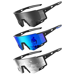 3-Pack KALIYADI Men's or Women's UV400 Wrap-Around Sports Sunglasses (Various) $9.99 ($3.33 each) + Free Shipping w/ Prime or on $35+