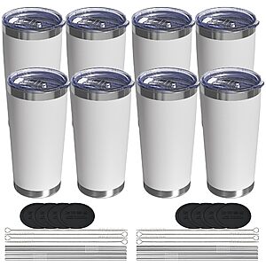8-Count 20-Oz UIRZOTN Stainless Steel Vacuum-Insulated Tumblers w/ Lids & Straws (6 Colors) from $29.99 ($3.75 each) & More + Free Shipping w/ Prime or on $35+