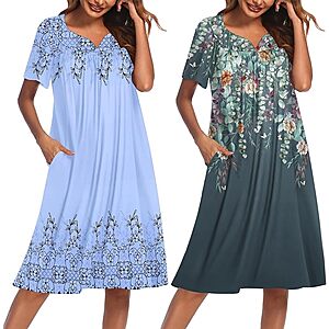 Ekouaer 2 Pack House Dresses for Women with Pockets Short Sleeve Moo Moos $26.98