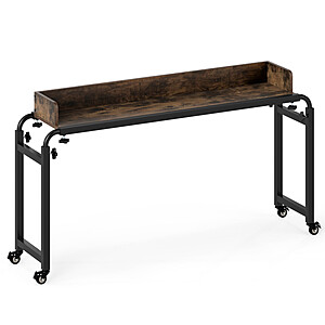 Costway Queen Size Mobile Overbed Desk with Wheels and Adjustable Height $75 + Free Shipping